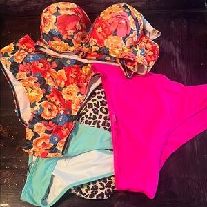 Floral and Pink Bikini Set